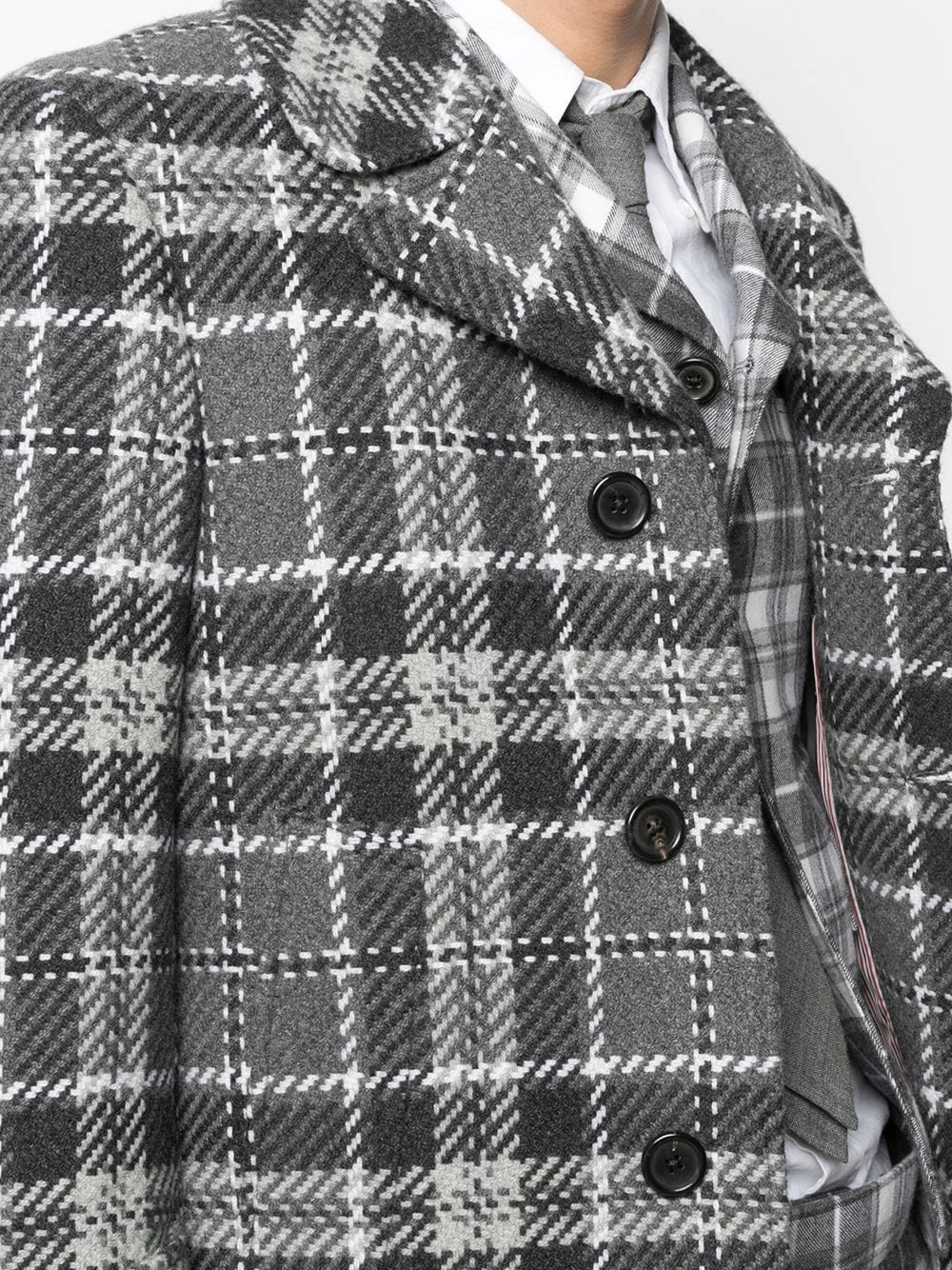Flash Sale π Thom Browne Check cashmere single breasted coat single breasted coats of men π― 5 Thom Browne check cashmere single-breasted coat