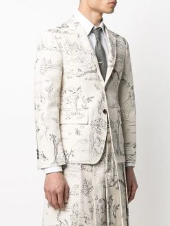 Thom Browne sketch-pattern single-breasted blazer jacket