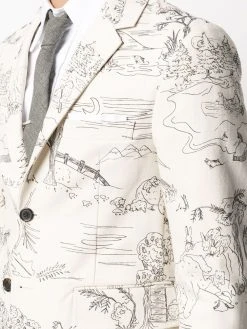 Thom Browne sketch-pattern single-breasted blazer jacket