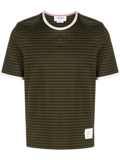 Thom Browne logo-patch striped T-shirt