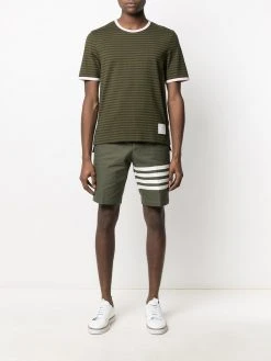 Thom Browne logo-patch striped T-shirt