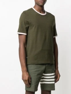 Thom Browne logo-patch striped T-shirt
