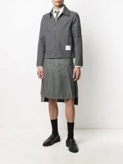 Thom Browne 4-Bar stripe cotton shirt jacket