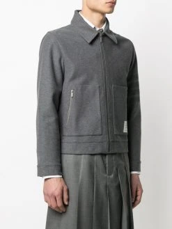 Thom Browne 4-Bar stripe cotton shirt jacket