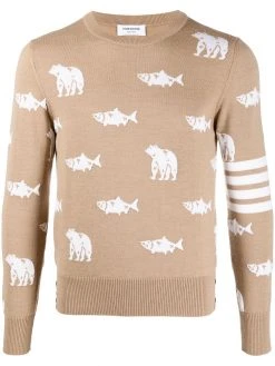 Thom Browne embroidered fish jumper