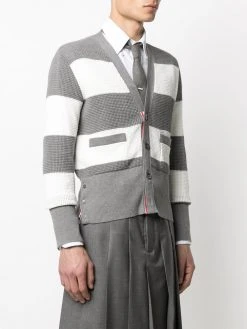 Best deal π Thom Browne Colour block waffle knit cardigan cardigans of men π 7 Thom Browne colour-block waffle-knit cardigan