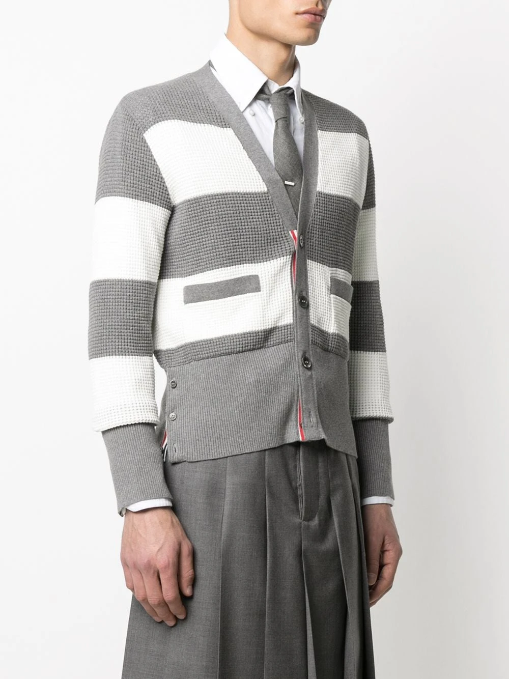 Best deal π Thom Browne Colour block waffle knit cardigan cardigans of men π 3 Thom Browne colour-block waffle-knit cardigan