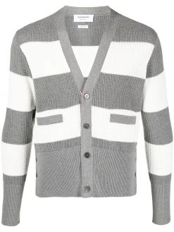 Thom Browne colour-block waffle-knit cardigan