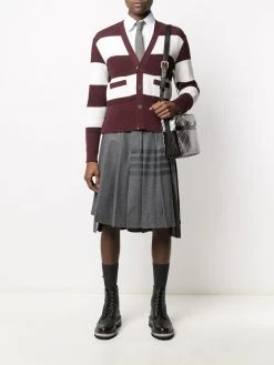 Thom Browne striped waffle knit cardigan