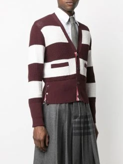 Thom Browne striped waffle knit cardigan