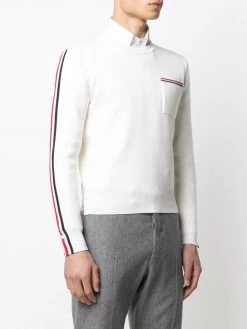 Outlet ⭐ Thom Browne Tri stripe long sleeve jumper knitted sweaters of men ✔️ 7 Thom Browne tri-stripe long-sleeve jumper