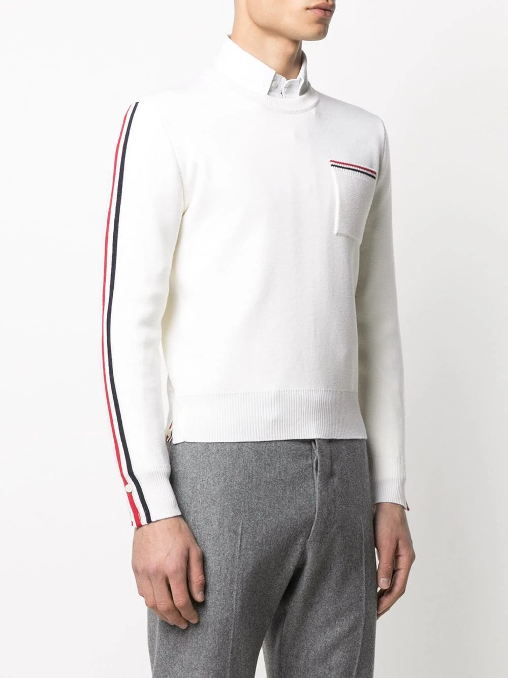 Outlet ⭐ Thom Browne Tri stripe long sleeve jumper knitted sweaters of men ✔️ 3 Thom Browne tri-stripe long-sleeve jumper