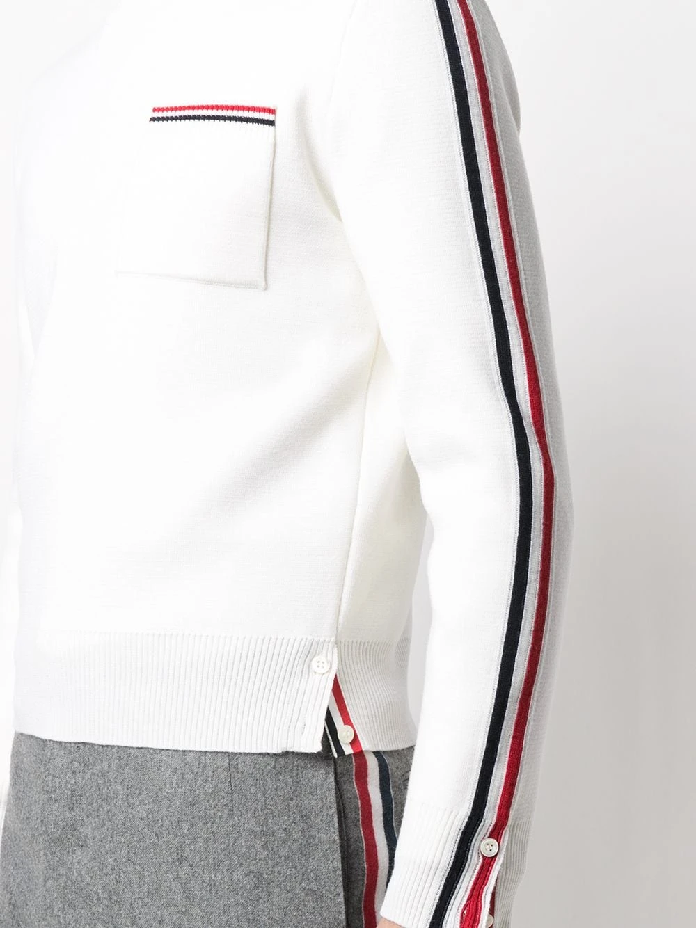 Outlet ⭐ Thom Browne Tri stripe long sleeve jumper knitted sweaters of men ✔️ 5 Thom Browne tri-stripe long-sleeve jumper