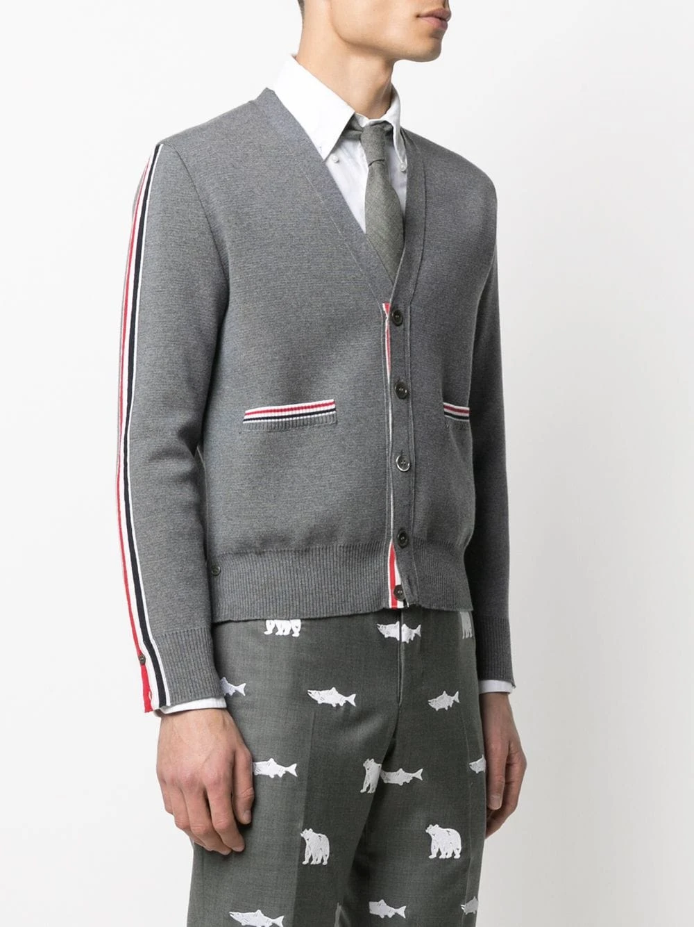 Budget ❤️ Thom Browne Stripe detailed wool cardigan cardigans of men ✨ 3 Thom Browne stripe-detailed wool cardigan