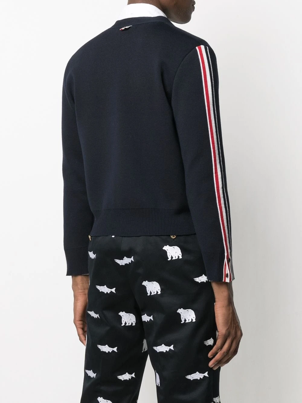 Wholesale ⭐ Thom Browne Striped merino wool cardigan cardigans of men ⌛ 4 Thom Browne striped merino wool cardigan