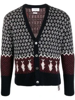 Thom Browne intarsia-knit buttoned cardigan
