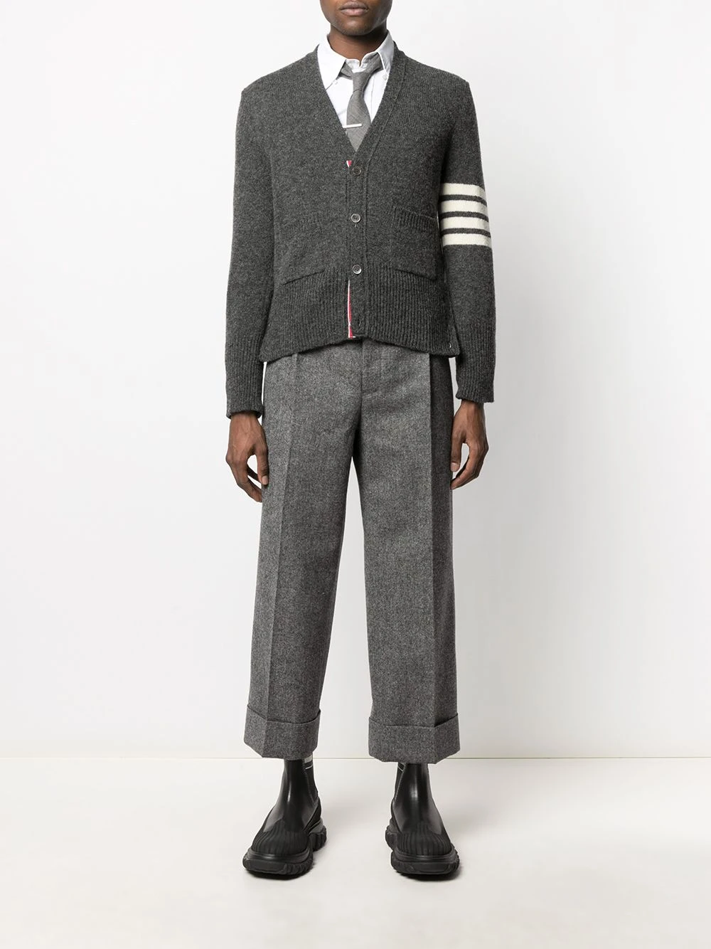 New โ๏ธ Thom Browne 4 Bar motif knitted cardigan cardigans of men ๐งจ 2 Thom Browne 4-Bar motif knitted cardigan