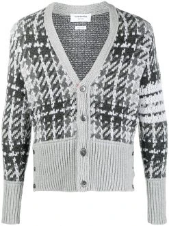 Thom Browne checked intarsia knit cardigan