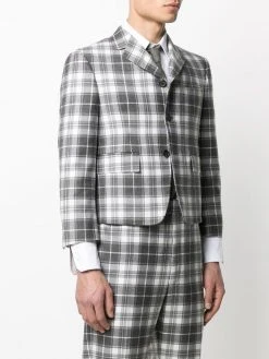 Budget β¨ Thom Browne Tartan check cropped jacket blazers of men π₯° 7 Thom Browne tartan check cropped jacket