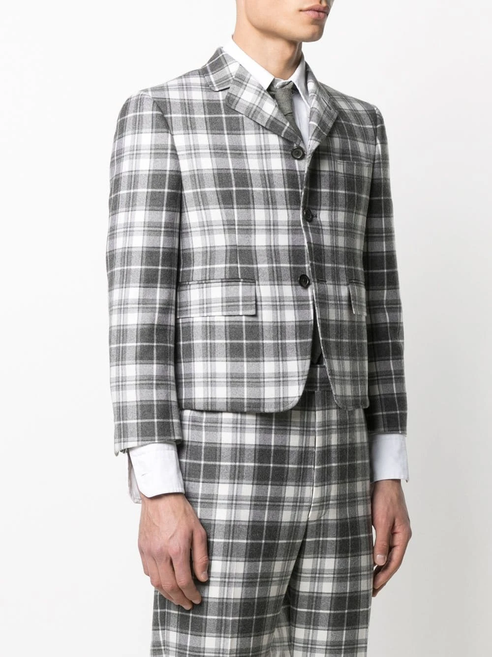 Budget β¨ Thom Browne Tartan check cropped jacket blazers of men π₯° 3 Thom Browne tartan check cropped jacket