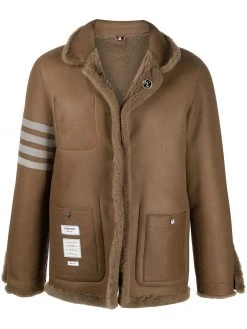 Thom Browne 4-Bar stripe reversible shearling jacket