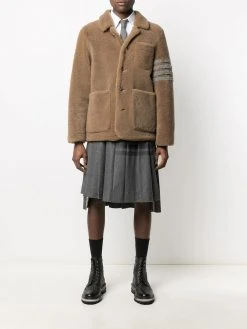 Thom Browne 4-Bar stripe reversible shearling jacket