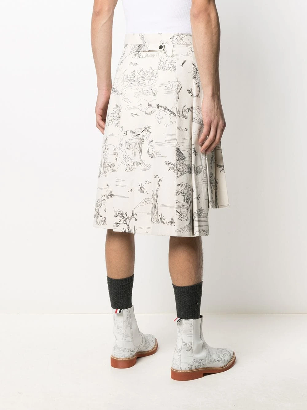 Coupon π Thom Browne Sketch print pleated suit skirt bermuda shorts of men β 4 Thom Browne sketch-print pleated suit skirt