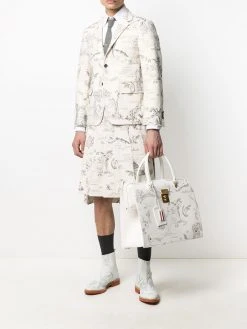 Thom Browne sketch-print pleated suit skirt