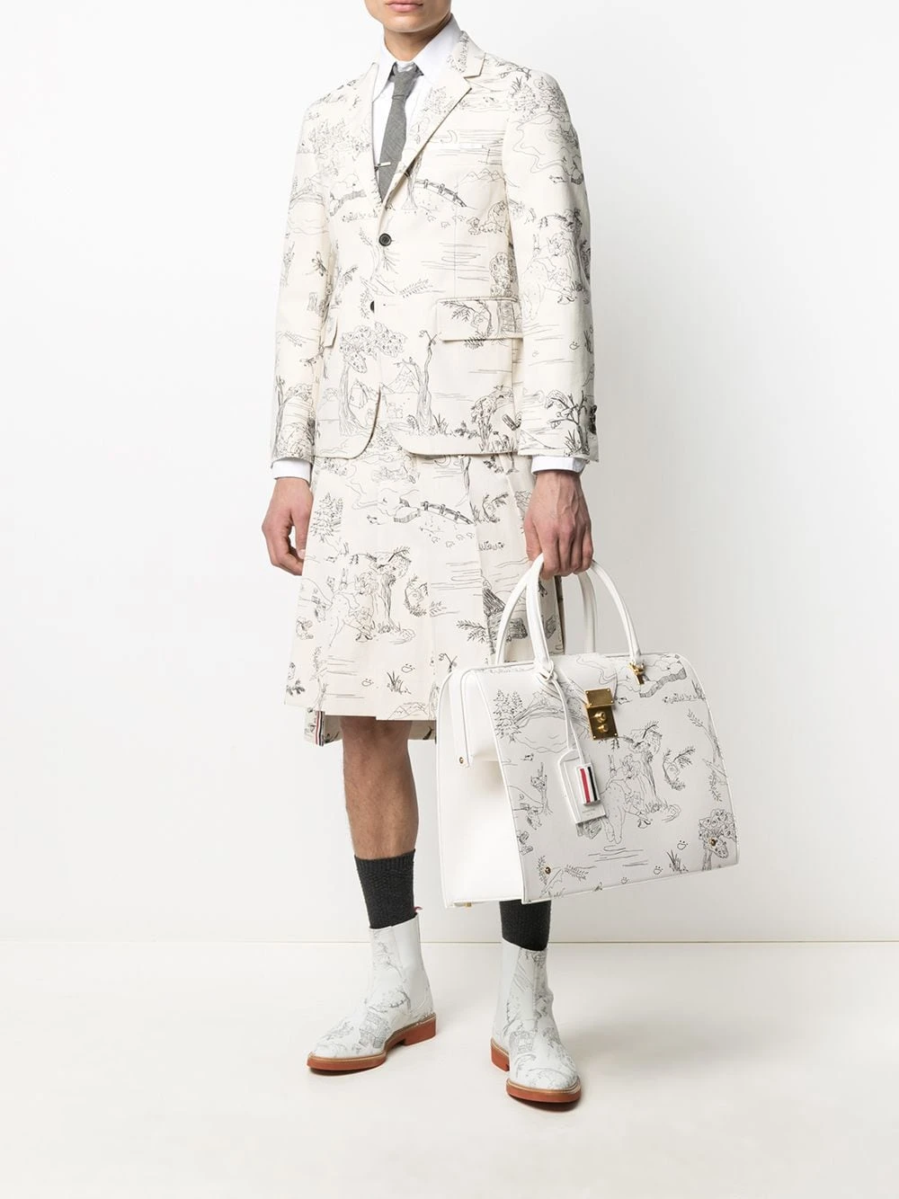 Coupon π Thom Browne Sketch print pleated suit skirt bermuda shorts of men β 2 Thom Browne sketch-print pleated suit skirt