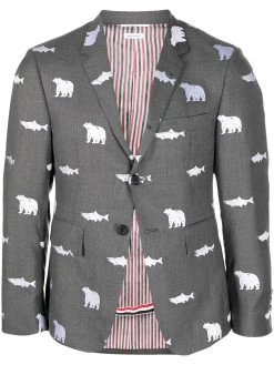 Thom Browne animal-print single-breasted blazer