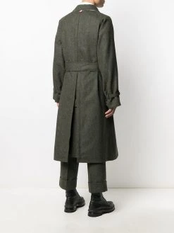 Cheapest π Thom Browne Tri stripe detail tie waist coat trench coats of men π 10 Thom Browne tri-stripe detail tie-waist coat