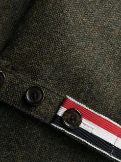 Cheapest π Thom Browne Tri stripe detail tie waist coat trench coats of men π 13 Thom Browne tri-stripe detail tie-waist coat