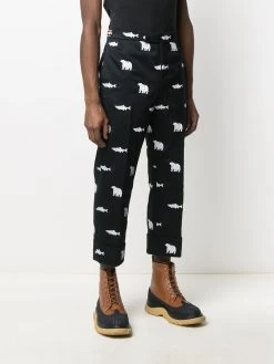 Thom Browne embroidered animal trousers