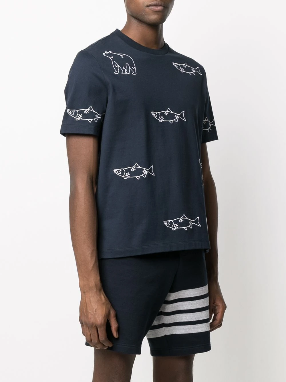 Cheapest ✔️ Thom Browne Embroidered bear fish T shirt t-shirts of men ⭐ 3 Thom Browne embroidered bear fish T-shirt