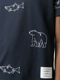Cheapest ✔️ Thom Browne Embroidered bear fish T shirt t-shirts of men ⭐ 9 Thom Browne embroidered bear fish T-shirt