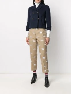 Thom Browne animal embroidered slim-fit trousers