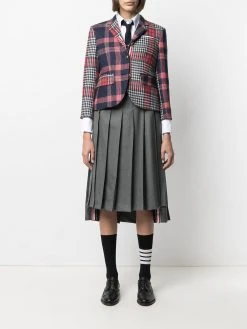 Thom Browne asymmetric pattern-mix blazer