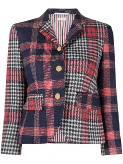 Thom Browne asymmetric pattern-mix blazer