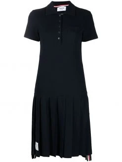 Thom Browne tri-stripe trim polo shirt dress