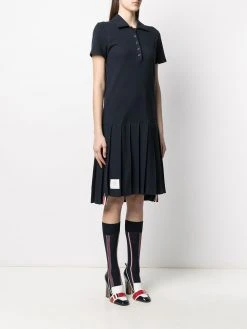 Thom Browne tri-stripe trim polo shirt dress