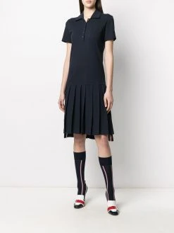 Thom Browne tri-stripe trim polo shirt dress