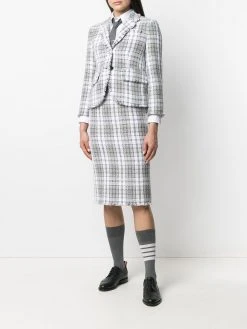 Thom Browne tartan-check tweed jacket