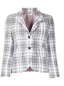 Thom Browne tartan-check tweed jacket