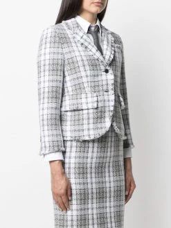 Thom Browne tartan-check tweed jacket