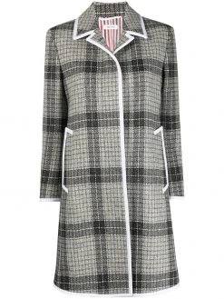 Thom Browne windowpane-check bal-collar coat