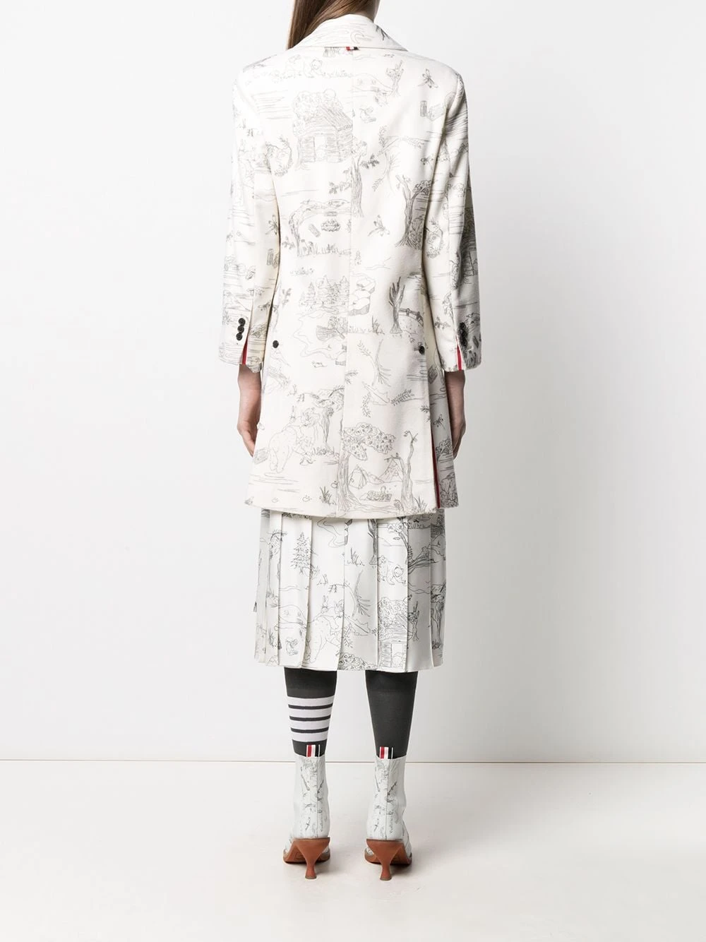 Promo β¨ Thom Browne Illustration print single breasted coat single breasted coats of women π 4 Thom Browne illustration-print single-breasted coat
