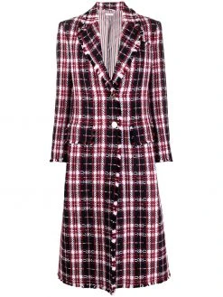 Thom Browne tartan tweed overcoat