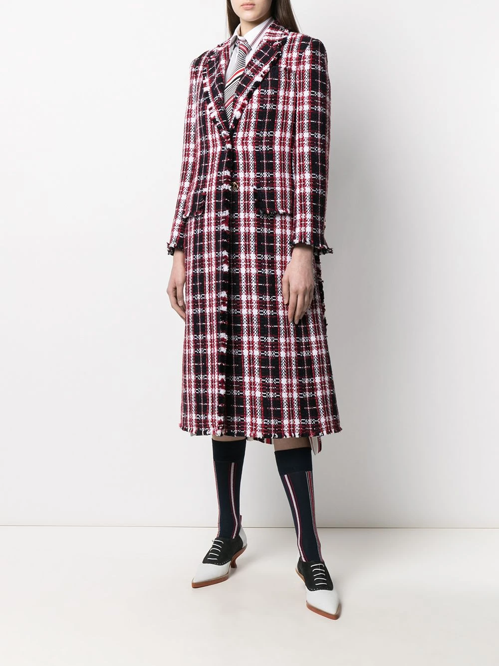 Promo 𧨠Thom Browne Tartan tweed overcoat single breasted coats of women π€© 2 Thom Browne tartan tweed overcoat