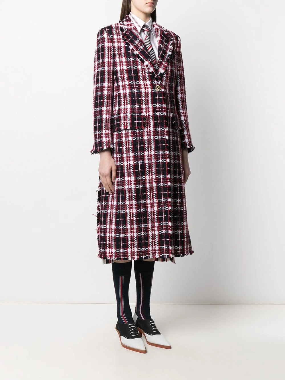 Promo 𧨠Thom Browne Tartan tweed overcoat single breasted coats of women π€© 3 Thom Browne tartan tweed overcoat