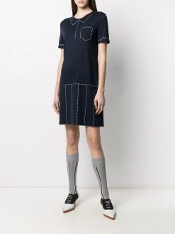 Thom Browne trompe l'oeil pleated stitch detail polo dress